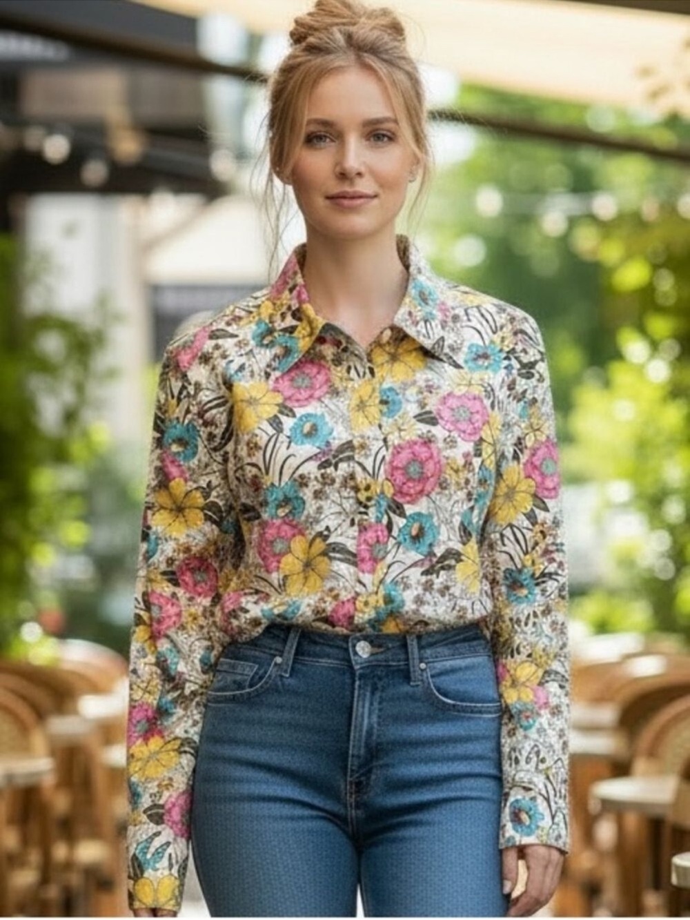 Talbots cotton floral button up shirt Sz Small S NWT One of a kind beautiful